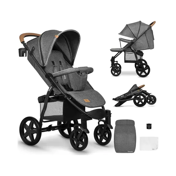 Lionelo Kinder-Buggy Annet Plus, Fußdecke, Großer Korb, Ab 0 Bis 36 Monate thumbnail