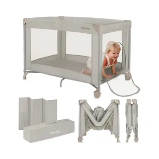 Lionelo Campingbedje 3in1, Baby Bed + Reisbedje + Box – Met Comfortabele Matras – Compact En Licht – Opvouwbaar – Zij-ingang – Stalen Frame
