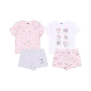 Disney 2x Wit-roze Meisjespyjama Met Korte Mouwen = Dumbo, Bambi, Lady En De Vagebond