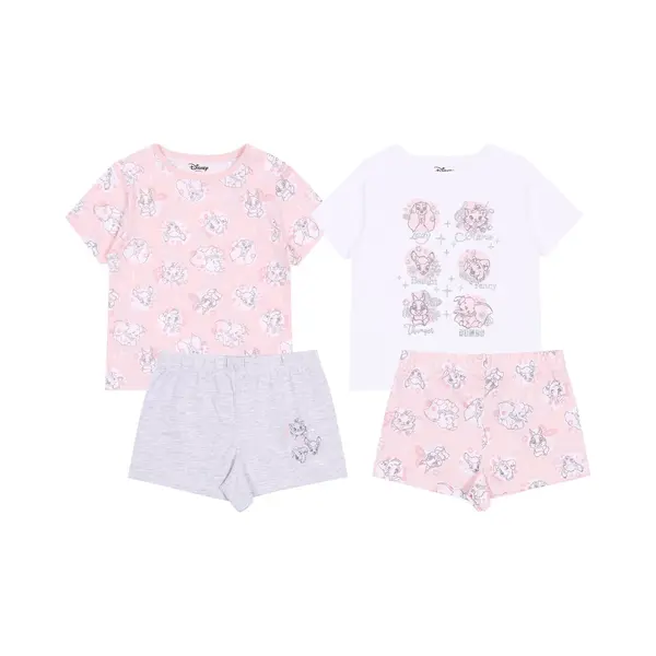 Disney 2x Wit-roze Meisjespyjama Met Korte Mouwen = Dumbo, Bambi, Lady En De Vagebond thumbnail