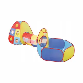 PixiPlay - 3-in-1 Speeltent Met Tunnel - Opvouwbaar - Inclusief Ballen & Doelwit - Voor Binnen & Buiten - Met Opbergtas
