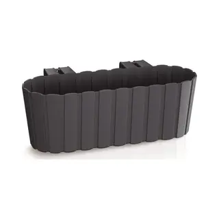 Prosperplast Plantenbak/bloembak Met Haken - Antraciet Grijs - 38 Cm - Kunststof - Rechthoekige - Voor Balkon