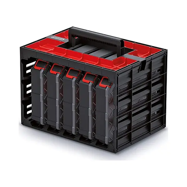 Kistenberg Tool Box With 5 Assortment Boxes, Small Parts Magazine With Containers, Ergonomic Handle, Robust Body, 415 X 290 X 295 Mm (with Containers) thumbnail