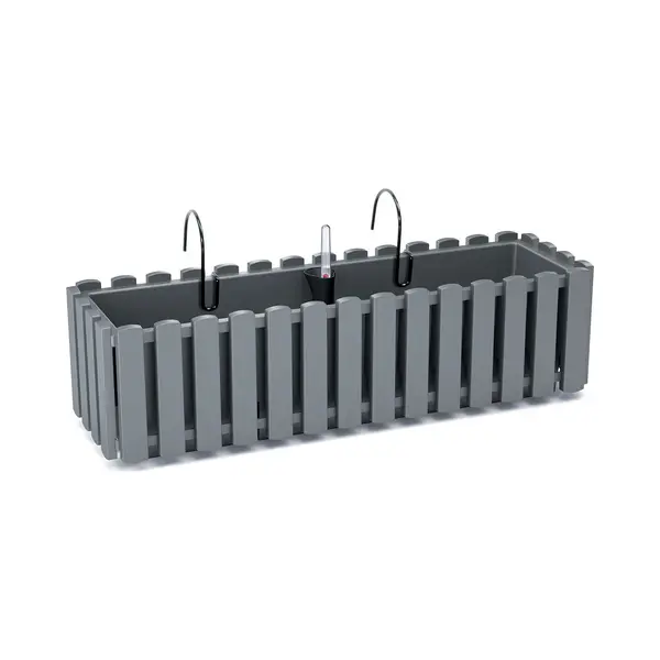 Prosperplast Boardee Fencycase Balcony Box With Hanging And Watering System, Flower Box, Flower Pot With Hook Planter (580 Mm Length, Grey) thumbnail