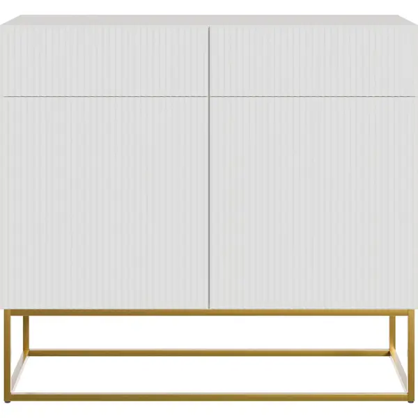 Veldio - Sideboard 2-türig Mit 2 Schubladen, Weiß Mit Goldenem Metallgestell, 100 Cm Breit - Selsey thumbnail