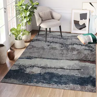 Tapiso Ritz Vloerkleed Grijs Katoen Antislip Abstract Modern Tapijt Maat- 80x150