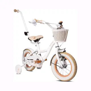 Sun Baby Mädchenfahrrad 14 Zoll Radgröße Flower Bike Zur Auswahl, Mit Abnehmbarer Schubstange, Kinderfahrrad Für Mädchen Von 2 Bis 6 Jahre (Weiß
