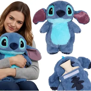 sarcia.eu Disney Stitch Gummi Wärmflasche Mit Weichem Bezug, Gross Wärmflasche Mit Wasserbeutel, Maskottchen 750 Ml (Stitch)