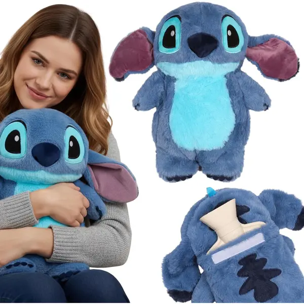 sarcia.eu Disney Stitch Gummi Wärmflasche Mit Weichem Bezug, Gross Wärmflasche Mit Wasserbeutel, Maskottchen 750 Ml (Stitch) thumbnail