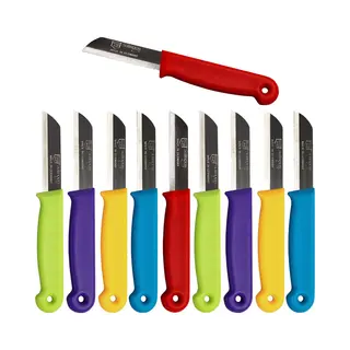 Solingen Schilmesje Duits Mix Kleur - Rvs - 16 Cm. Met Beschermhoes - 10 Stuks
