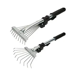Kotarbau® Fächerbesen Verstellbar - 20 Cm - Handrechen - Mit Aluminium Teleskopstiel - 2, 5-10 Cm - Handharke - Mini Gartenrechen Mit 9 Zinken -