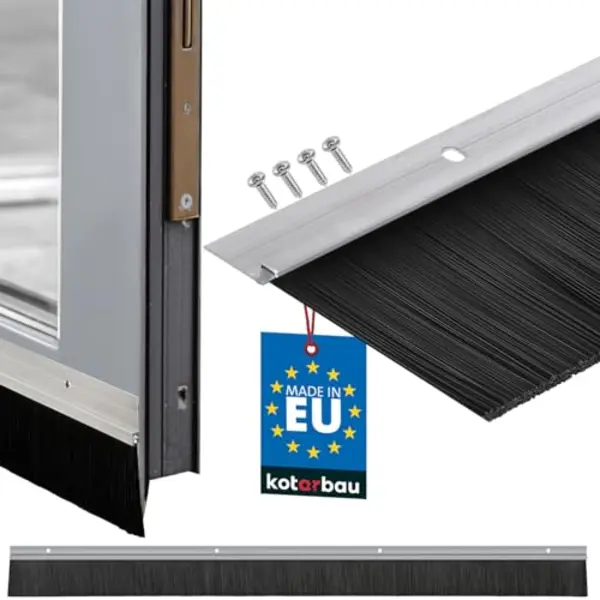 Kotarbau® Bürstendichtung Zum Anschrauben - 1 M - Türdichtung - 60 Mm - Zugluftstopper Für Türen - Aluminium - Bürstendichtleiste - Langlebig & thumbnail