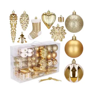 Springos Weihnachtskugeln 72 Stück Weihnachtsschmuck Gold