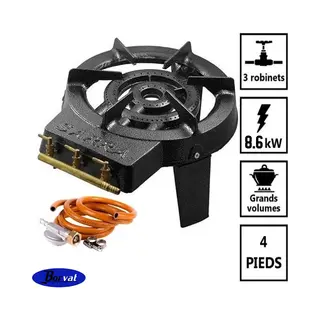 Merklose- Borvat Wokbrander Set - Gietijzer - 3 Kleppen - 8.6kW - Propaan