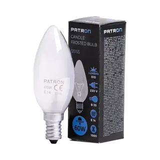 Patron E14 Kaars Gloeilamp | 60W 2700K 510Lm Mat | Dimbaar