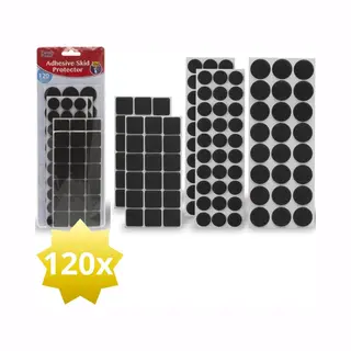 Family Pound 120x Premium Viltjes Stoelpoten - Zwart - Zelfklevend Anti Kras Meubelvilt Voor Meubels - 120 Stuks - Rond En Vierkant - Zelfklevende Stoelpoot