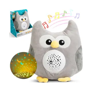 Bewello Babykamer Uil Sterrenhemel Projector Met Muziek En White Noise Op Batterijen - Led Projector Lamp Baby En Kinderen - Kinderlamp - Projector