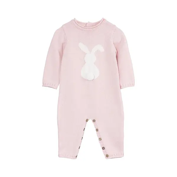 Minora Gebreide Unisex Boxpakje- Baby Jongens En Meisjes- Maat 80- 9/12 Maanden-Newborn Overalls Winter- Konijn Patroon Romper- Baby Kleding thumbnail