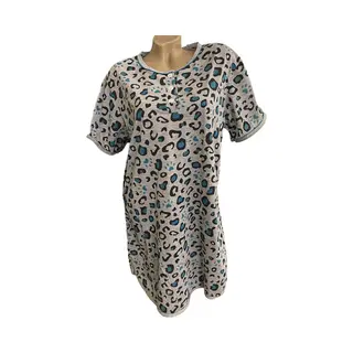 Dames Nachthemd Korte Mouw 6508 Met Dierenprint M Grijs/zwart/turqoise