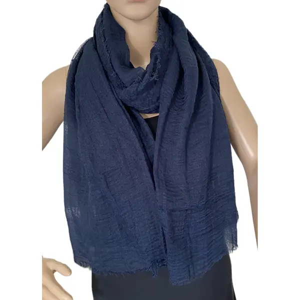 Dames Effen Kleur Sjaal Donkerblauw thumbnail