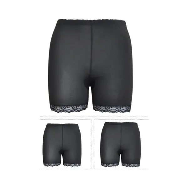 Fine Woman Dames Boxershorts - Fietsbroekje 3 Pack Lange Pijp Met Kant M 36-38 Zwart thumbnail