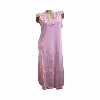 Dames Katoenen Mouwloos Nachthemd L Roze