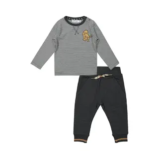 Dirkje - Kledingset - 2delig - Broek Antracite Bruin - Shirt Gestreept - Maat 68