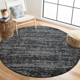 Muratap Relax Oslo - Laagpolig Effen Vloerkleed - Rond - Modern Tapijt - Zwart Grijs- 200 Cm Rond