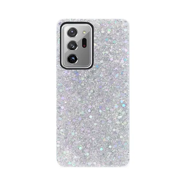 Adel Premium Siliconen Back Cover Softcase Hoesje Geschikt Voor Samsung Galaxy Note 20 Ultra - Bling Glitter Zilver thumbnail