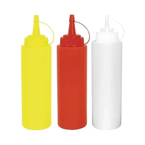 Vogue Sausfles - Set Van 3 Sausflessen - 0, 69L - Transparant/ Geel / Rood - Portioneerflessen/ Knijpflessen thumbnail