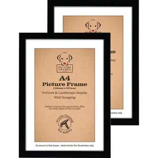 Picture Frame Uk Set Van 2 Fotolijsten Fotomaat A4 (21x29, 7 Cm) - Mdf Hout- Zwart - Fotokader - Posterlijst