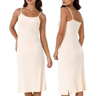 Onderjurk Dames | Bamboe Viscose | Lang (116CM) | Maat L/Xl | Eu 40-42 | Beige