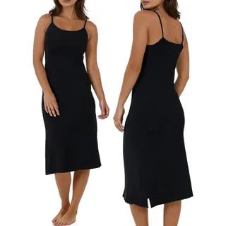Onderjurk Dames | Bamboe Viscose | Lang (116CM) | Maat L/Xl | Eu 40-42 | Zwart