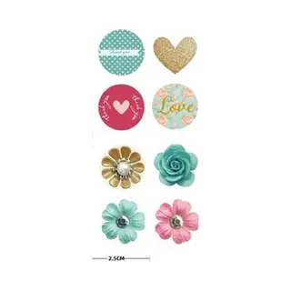 Sluitsticker - Sluitzegel – Bloem - Hart – Thank You – Love | Rose – Blauw – Groen – Goud | Flower | Kaart | Envelop Stickers | Cadeau -