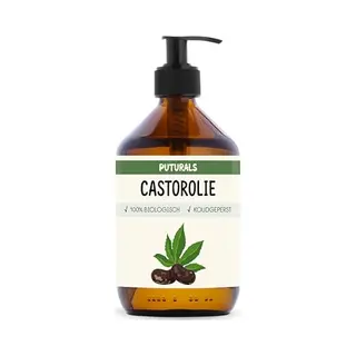 Puturals Castor Olie 100% Biologisch - 500ml - Koudgeperst En Hexaanvrij - Castor Olie Als Wimperserum, Haarolie En Huidolie - Rijk Aan Vitamine E En