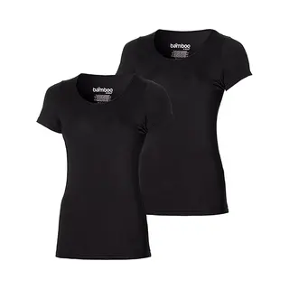 Apollo Dames T-shirts Korte Mouw Bamboo - Ronde Hals 2-pack - Maat M - Zwart
