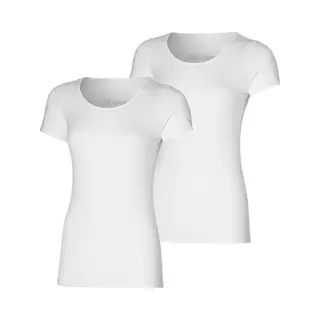 Apollo Dames T-shirts Korte Mouw Bamboo - Ronde Hals 2-pack - Maat S - Wit