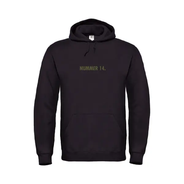 Hoodie Zwart Xl - Nummer 14 - Olijfgroen - SoBAD. - Hoodie Unisex - Hoodie Man - Hoodie Vrouw - Kleding - Voetbalheld - Legende - Voetbal thumbnail