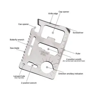 Multi tool cards Creditcard Survival Gear - Multitool Card - Zakmes Tool - Outdoor Kaart - Flesopener Kit - Rvs - 11 In 1!
