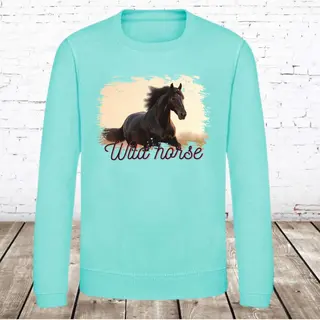 Trui Met Paarden Afbeelding Wild Horses Mint -Awdis-146/152-Trui Meisjes