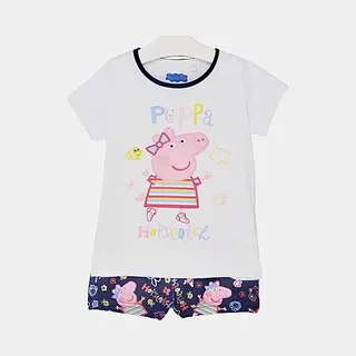 Peppa Pig Set / Shortama - Navy/Wit - Maat 110
