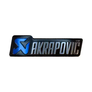Akrapovic Aluminium Hittebestendige Uitlaat Sticker Logo Akrapovič 100 X 26 Mm - Dempersticker - Blue / Blauw Logo - 3D Sticker