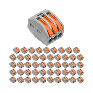 Bes Led Lasklem - Verbindingsklem - 50 Stuks - 3 Polig Met Klemmetjes - Grijs/Oranje