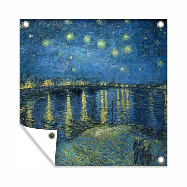GreatGardenPosters Tuinposters De Sterrennacht - Schilderij Van Vincent Van Gogh - 50x50 Cm - Tuindoek - Buitenposter thumbnail