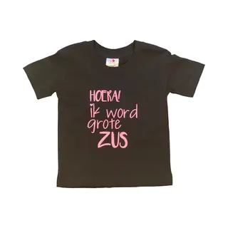 Shirt Aankondiging Zwangerschap Ik Word Grote Zus | Korte Mouw | Zwart/roze | Maat 98/104 Zwangerschap Aankondiging Bekendmaking Baby Big Sis Sister