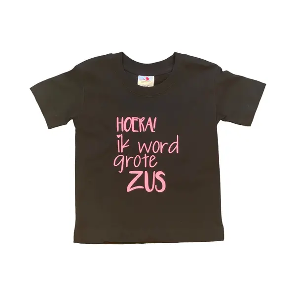 Shirt Aankondiging Zwangerschap Ik Word Grote Zus | Korte Mouw | Zwart/roze | Maat 98/104 Zwangerschap Aankondiging Bekendmaking Baby Big Sis Sister thumbnail