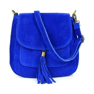 Borse in Pelle Kobalt Blauwe Suède Schoudertas Tassle - Kobalt Blauw - Suède - Italiaans Leder - - Boho Schoudertassen