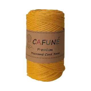 Cafuné Macrame Koord - Premium -Mosterd-3 Mm-75 Mt-250gr-Gevlochten Koord-niet Uitkambaar-Gerecycled-Haken-Macramé-Koord-Touw-Garen-Duurzaam Katoen
