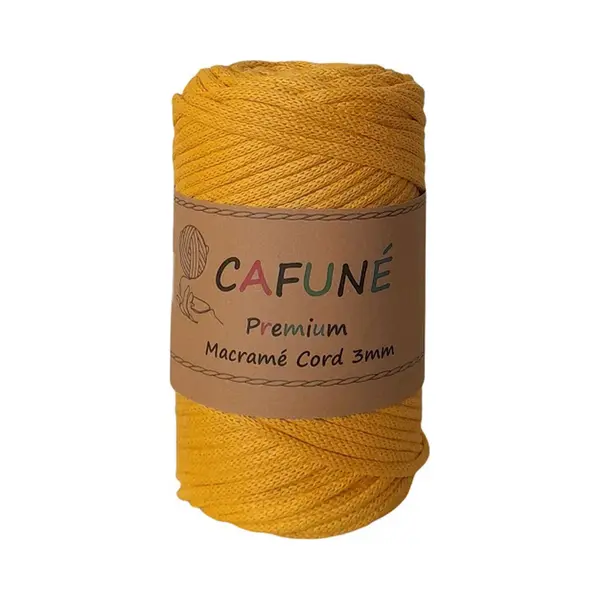 Cafuné Macrame Koord - Premium -Mosterd-3 Mm-75 Mt-250gr-Gevlochten Koord-niet Uitkambaar-Gerecycled-Haken-Macramé-Koord-Touw-Garen-Duurzaam Katoen thumbnail