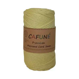 Cafuné Macrame Koord- Premium -Geel-3 Mm-75 Mt-250gr-Gevlochten Koord-niet Uitkambaar-Gerecycled-Haken-Macramé-Koord-Touw-Garen-Duurzaam Katoen